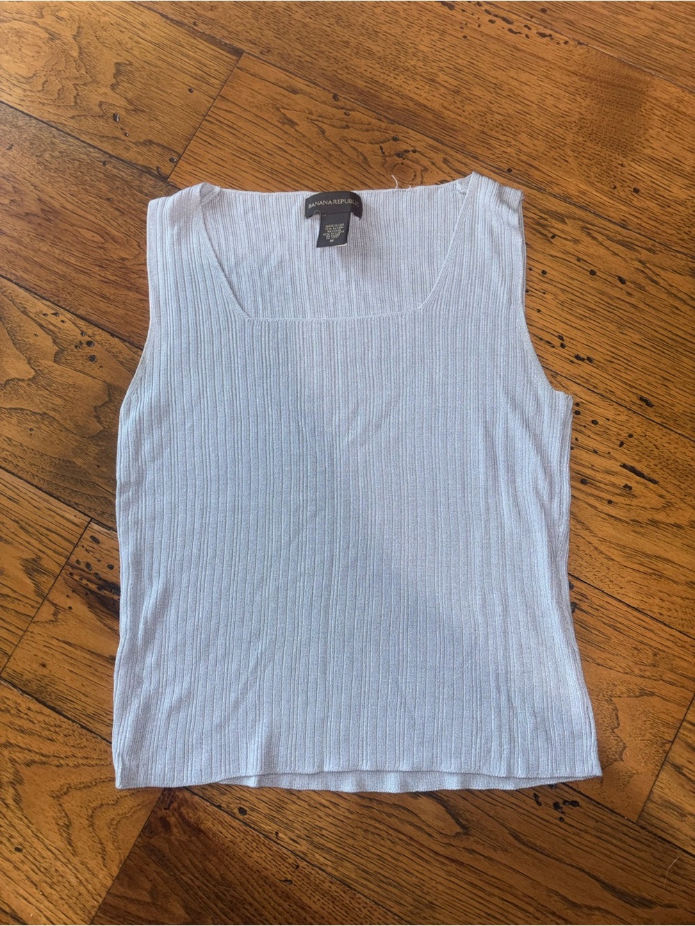 Banana Republic Light Blue Women’s Ribbed Square-Neck Tank Top Size M